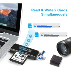 Lecteur de Carte SD, AIYEEN 5-in-1 Micro/USB C/USB 2.0 Portable Double Emplacement Adaptateur OTG Mémoire SD Lecteur de Carte po