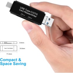 Lecteur de Carte SD, AIYEEN 5-in-1 Micro/USB C/USB 2.0 Portable Double Emplacement Adaptateur OTG Mémoire SD Lecteur de Carte po
