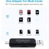 Lecteur de Carte SD, AIYEEN 5-in-1 Micro/USB C/USB 2.0 Portable Double Emplacement Adaptateur OTG Mémoire SD Lecteur de Carte po