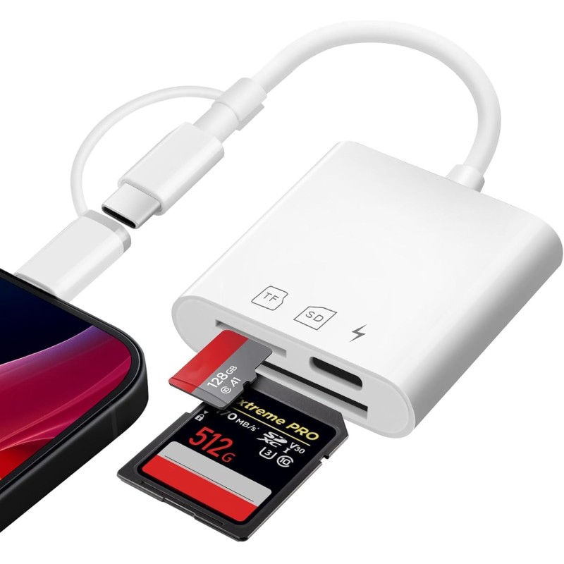 Flintronic Lecteur de Carte SD, 3 en 1 Adaptateur Carte SD USB C vers Micro SD/TF, Lecteurs Carte Mémoire Externes, Lecteur de C