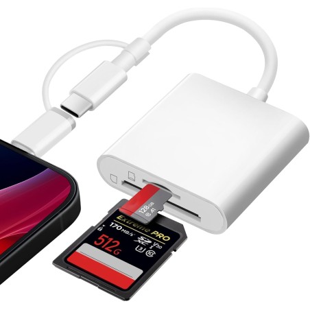 Flintronic Lecteur de Carte SD, 2 en 2 Adaptateur Carte SD USB C vers Micro SD/TF, Adaptateur de Carte SD, Lecteurs Carte Mémoir