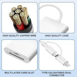 Flintronic Lecteur de Carte SD, 2 en 2 Adaptateur Carte SD USB C vers Micro SD/TF, Adaptateur de Carte SD, Lecteurs Carte Mémoir