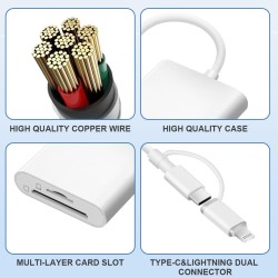 Flintronic Lecteur Carte SD/Micro SD 2 en 1 - Adaptateur USB C vers TF avec Mémoire Externe pour iPhone/iPad/Android