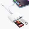 Lecteur de Carte SD pour iPhone/iPad, 3 en 2 USB C vers Lecteur de Carte SD/TF Adaptateur Lecteur de Carte mémoire pour Micro SD