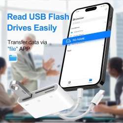 Lecteur de Carte SD pour iPhone/iPad, 3 en 2 USB C vers Lecteur de Carte SD/TF Adaptateur Lecteur de Carte mémoire pour Micro SD