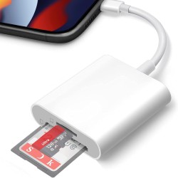 Lecteur de Carte SD pour iPhone iPad, Adaptateur de Carte SD, Lecteur de Carte Mémoire pour iPhone avec Double Fente pour Micro 