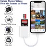 Lecteur de Carte SD pour iPhone iPad, Adaptateur de Carte SD, Lecteur de Carte Mémoire pour iPhone avec Double Fente pour Micro 