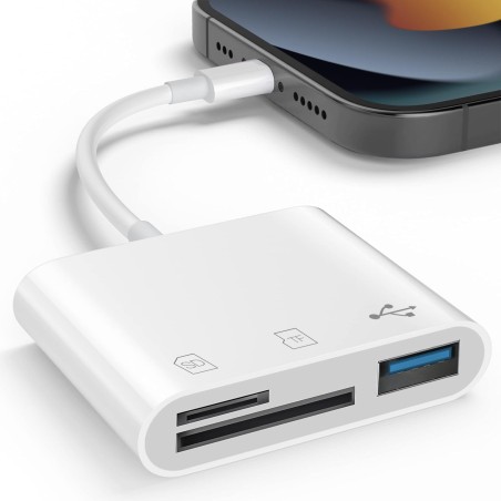 Lecteur de carte SD pour iPhone iPad, adaptateur 3 en 1 USB C OTG lecteur de carte mémoire appareil photo lecteur de carte pour 