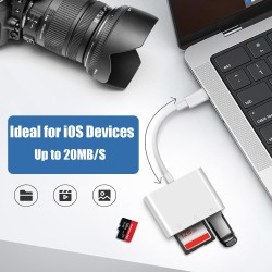 Lecteur de carte SD pour iPhone iPad, adaptateur 3 en 1 USB C OTG lecteur de carte mémoire appareil photo lecteur de carte pour 