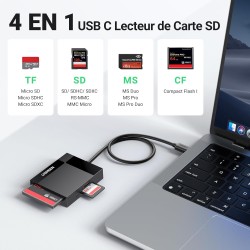 Uvert usb c lecteur carte sd microsd cf ms adaptateur compact flash 4 en 1 5gbps lecteur cartes mémoire externe compatible avec 
