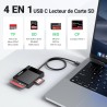 Uvert usb c lecteur carte sd microsd cf ms adaptateur compact flash 4 en 1 5gbps lecteur cartes mémoire externe compatible avec 