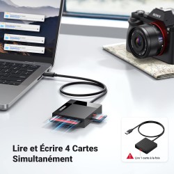 Uvert usb c lecteur carte sd microsd cf ms adaptateur compact flash 4 en 1 5gbps lecteur cartes mémoire externe compatible avec 