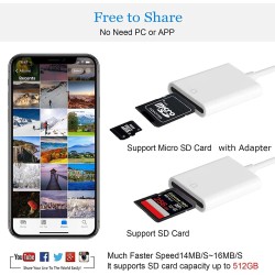 Lecteur d'appareil photo USB C vers carte SD pour iPhone 17, 16, 15, [certifié Apple MFi] USB C vers lecteur de carte mémoire Tr