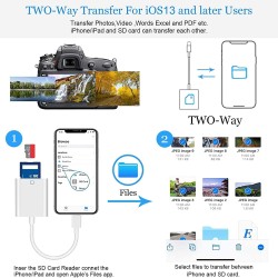 Lecteur d'appareil photo USB C vers carte SD pour iPhone 17, 16, 15, [certifié Apple MFi] USB C vers lecteur de carte mémoire Tr