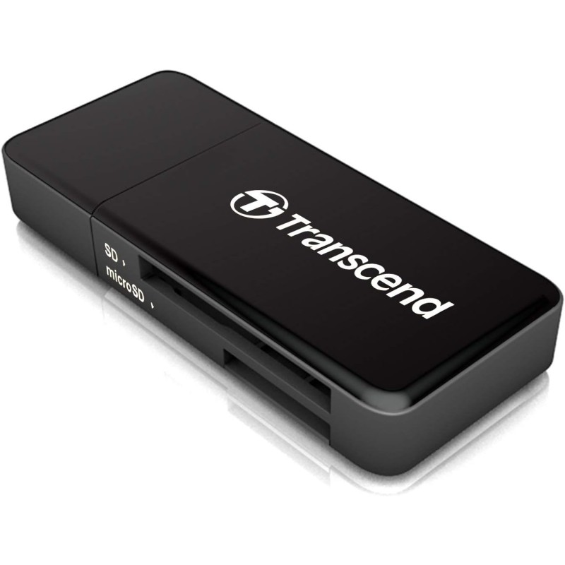 Transcend Lecteur de cartes multifonction avec emplacements SD et microSD et connecteur USB USB 3.1 Gen 1, Noir - TS-RDF5K