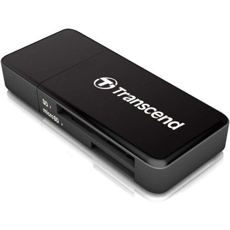 Transcend Lecteur de cartes multifonction avec emplacements SD et microSD et connecteur USB USB 3.1 Gen 1, Noir - TS-RDF5K