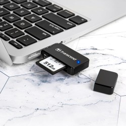 Transcend Lecteur de cartes multifonction avec emplacements SD et microSD et connecteur USB USB 3.1 Gen 1, Noir - TS-RDF5K