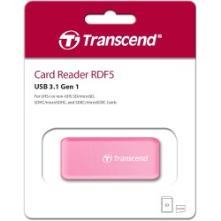 Transcend Lecteur de cartes multifonction avec emplacements SD et microSD et connecteur USB USB 3.1 Gen 1, Rose - TS-RDF5R