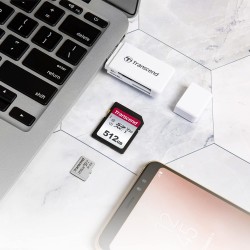 Transcend Lecteur de cartes multifonction avec emplacements SD et microSD et connecteur USB USB 3.1 Gen 1, Blanc - TS-RDF5W