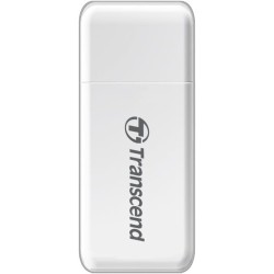 Transcend Lecteur de cartes multifonction avec emplacements SD et microSD et connecteur USB USB 3.1 Gen 1, Blanc - TS-RDF5W