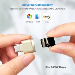 leizhan Lecteur de Carte TF, USB-C vers TF Lecteur de Carte, Adaptateur de Lecteur de Carte mémoire TF de Type C OTG pour PC, No