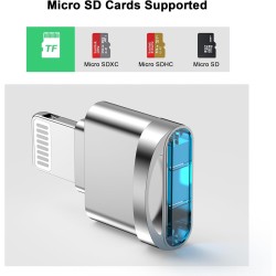 [Certifié Apple MFi] Lecteur de Micro SD pour iPhone - Adaptateur Lightning vers Micro SD/TF pour iPhone 14 13 12 11 Pro Max XS 