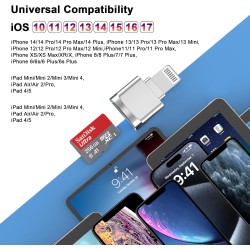 [Certifié Apple MFi] Lecteur de Micro SD pour iPhone - Adaptateur Lightning vers Micro SD/TF pour iPhone 14 13 12 11 Pro Max XS 
