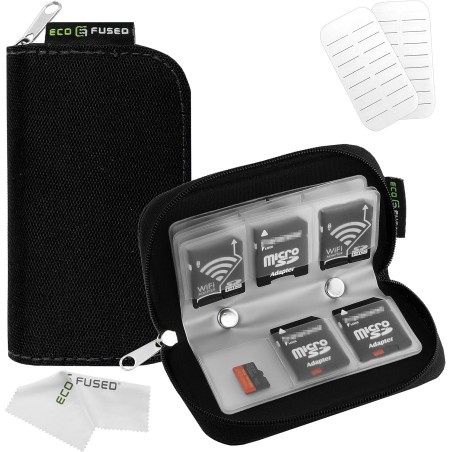 Étui pour Cartes Mémoire Eco-Fused - Convient pour jusqu'à 22x SD, SDHC, Micro SD, Mini SD et 4X CF - Porte-Cartes avec 22 Empla