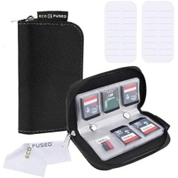 Étui pour Cartes Mémoire Eco-Fused - Convient pour jusqu'à 22x SD, SDHC, Micro SD, Mini SD et 4X CF - Porte-Cartes avec 22 Empla