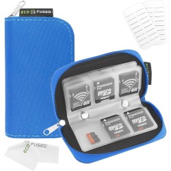Étui de Transport pour Carte mémoire - Adapté pour Cartes SD et SDHC - 8 Pages et 22 logements - Chiffon de Nettoyage en Micro-F