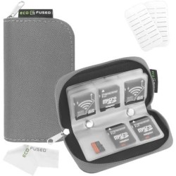 Étui de Transport pour Carte mémoire - Adapté pour Cartes SD et SDHC - 8 Pages et 22 logements - Chiffon de Nettoyage en Micro-F