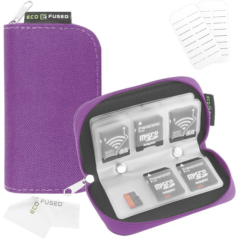 Étui pour Cartes Mémoire Eco-Fused - Convient pour jusqu'à 22x SD, SDHC, Micro SD, Mini SD et 4X CF - Porte-Cartes avec 22 Empla