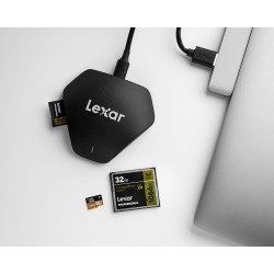 Lexar Professional multi-cartes 3-in-1 USB 3.1 Lecteur, Jusqu'à 312 Mo/s pour Carte SD/Carte Micro SD, 160 Mo/s pour Carte Compa