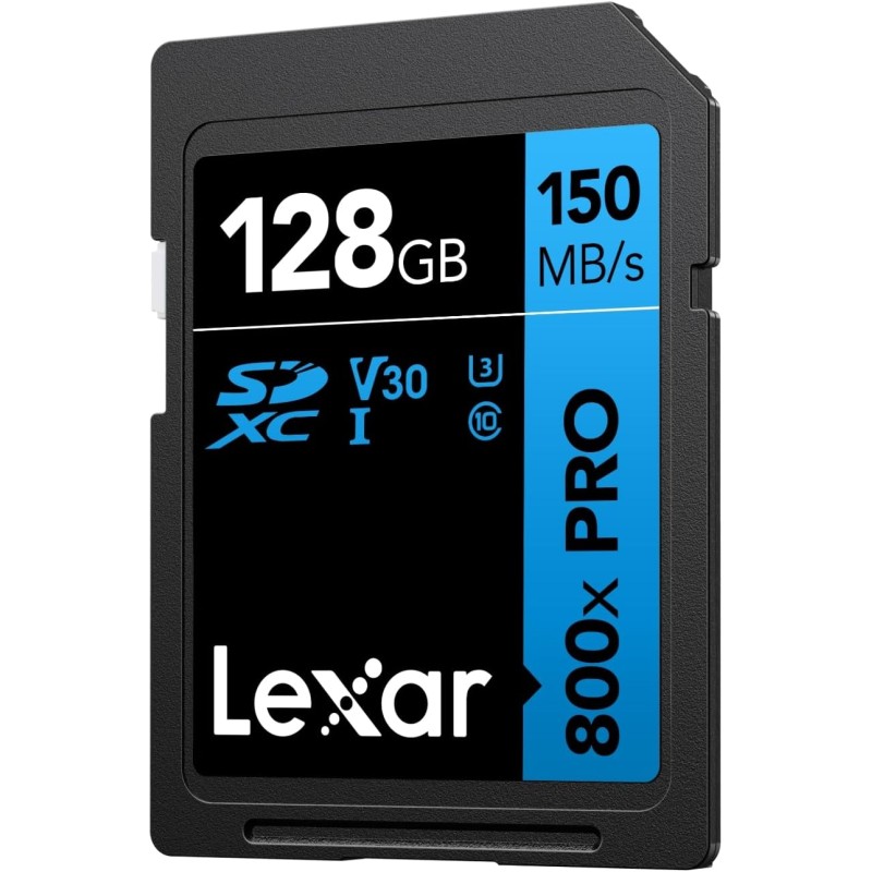 Lexar High-Performance 800x Pro 128 Go Carte SD, Carte SDXC UHS-I, Carte SD3.0 jusqu'à 150 Mo/s en Lecture, Carte mémoire SD V30