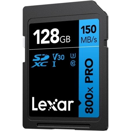 Lexar High-Performance 800x Pro 128 Go Carte SD, Carte SDXC UHS-I, Carte SD3.0 jusqu'à 150 Mo/s en Lecture, Carte mémoire SD V30