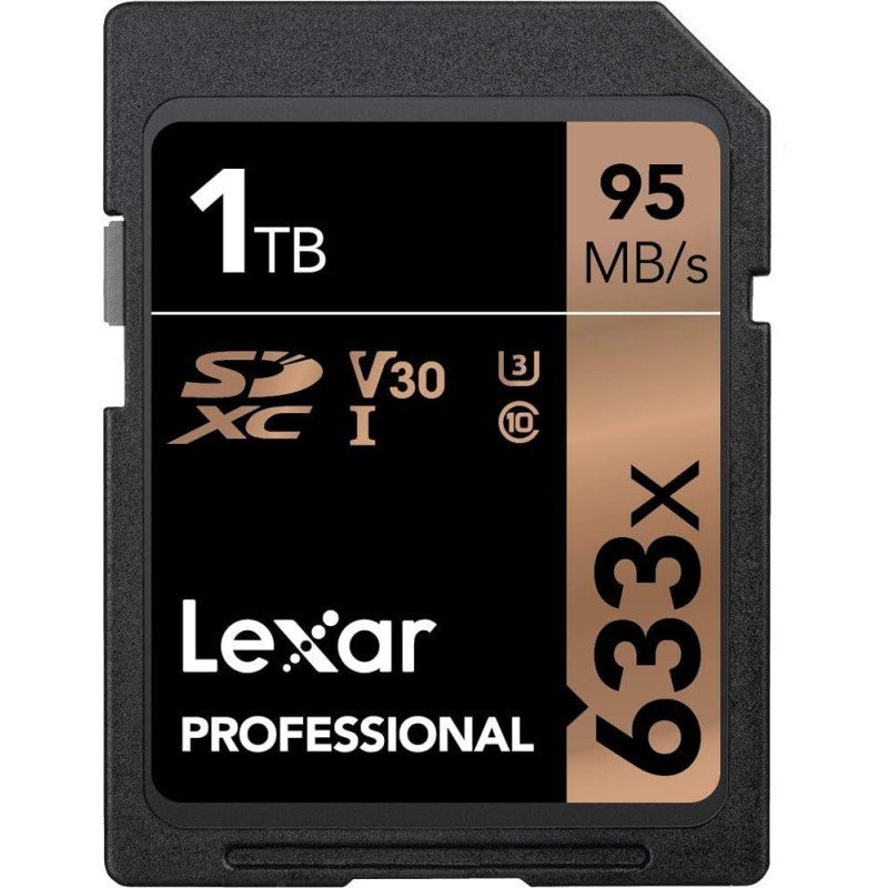 Lexar Professional 633x Carte SD 1To, Carte SDXC UHS-I, Jusqu'à 95 Mo/s en Lecture, pour DSLR milieu de gamme, Caméscope HD, Cam