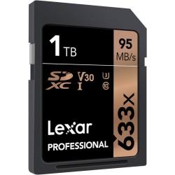 Lexar Professional 633x Carte SD 1To, Carte SDXC UHS-I, Jusqu'à 95 Mo/s en Lecture, pour DSLR milieu de gamme, Caméscope HD, Cam