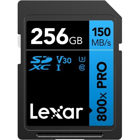 Lexar High-Performance 800x PRO Carte SD 256 Go, Carte SDXC UHS-I 150 Mo/s en Lecture, Carte Mémoire V30/U3/C10 pour appareils p