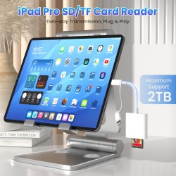 Adaptateur Lecteur Carte SD/Micro SD USB C 2 en 1 pour iPhone 16/15/14/13, MacBook, Galaxy S20/S21 - Mémoire Externes