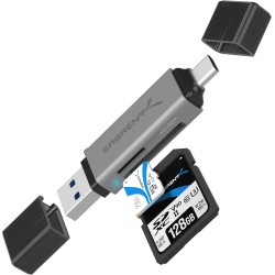 SABRENT Lecteur Carte SD USB C avec 5 Gbps Transfert Rapide, (2 en 1) Lecteur Micro SD Accès Simultané à 2 Cartes Mémoire SD/Mic