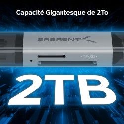 SABRENT Lecteur Carte SD USB C avec 5 Gbps Transfert Rapide, (2 en 1) Lecteur Micro SD Accès Simultané à 2 Cartes Mémoire SD/Mic