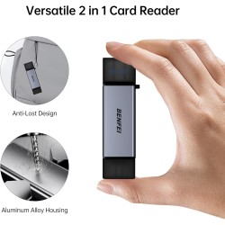 BENFEI Lecteur de Cartes SD, Adaptateur USB C vers Carte mémoire Micro SD à Double Fente Compatible avec iPhone 15 Pro/Max, MacB