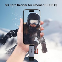 BENFEI Lecteur de Cartes SD, Adaptateur USB C vers Carte mémoire Micro SD à Double Fente Compatible avec iPhone 15 Pro/Max, MacB