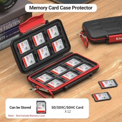 Kiorafoto Étui pour Cartes Mémoire, 12 Emplacements Résistant à l'eau et aux Chocs pour SD SDHC SDXC Professionnel Porte Carte S
