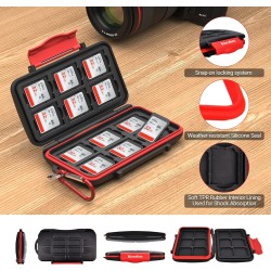 Kiorafoto Étui pour Cartes Mémoire, 12 Emplacements Résistant à l'eau et aux Chocs pour SD SDHC SDXC Professionnel Porte Carte S