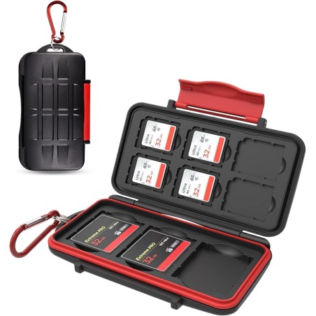 Kiorafoto Boite Rangement Carte SD, 9 Emplacements Résistant à l'eau et aux Chocs pour 6 SD SDXC SDHC et 3 Compact Flash CF, Etu