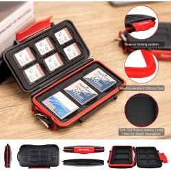 Kiorafoto Boite Rangement Carte SD, 9 Emplacements Résistant à l'eau et aux Chocs pour 6 SD SDXC SDHC et 3 Compact Flash CF, Etu