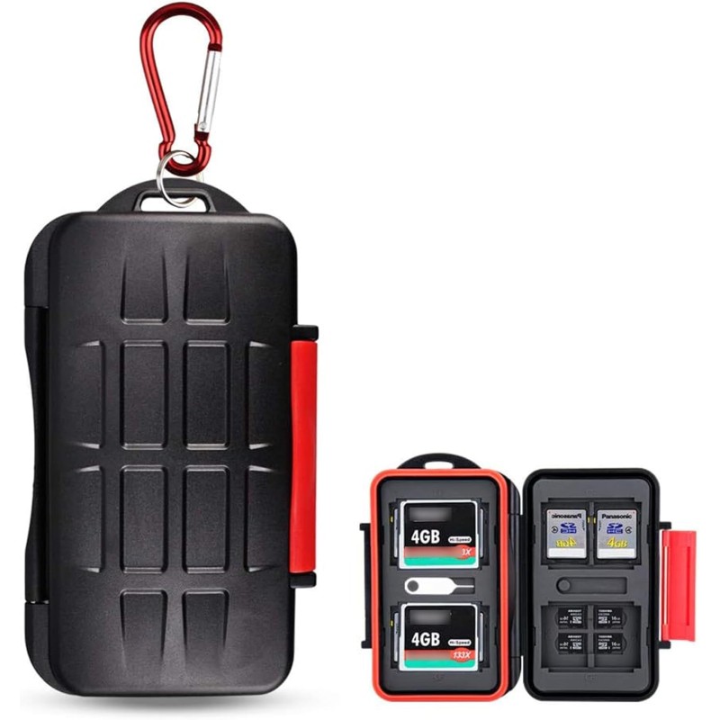 Kiorafoto 28 Slots Water-Resistant SD CF MSD Memory Card Holder Storage Case Protector Wallet for 4 CF & 8 SD SDHC SDXC & 16 TF 