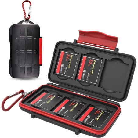 Kiorafoto Boite Rangement Carte Compact Flash, Professionnel Imperméable aux Chocs pour 6 Cartes CF, Etui Carte Compact Flash av