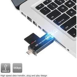 Étui de rangement compact et fin pour cartes SD MSD TF avec lecteur de carte mémoire USB 3.0, stockage pour 2 cartes SD SDHC SDX